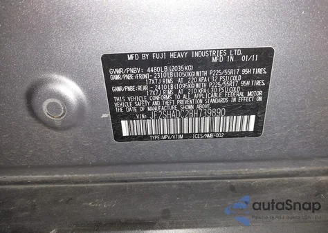 2011 Subaru Forester 2.5X Premium z USA, uszkodzony, nr VIN JF2SHADC2BH739890